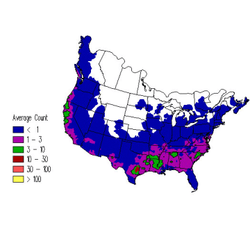 Hermit Thrush winter distribution map
