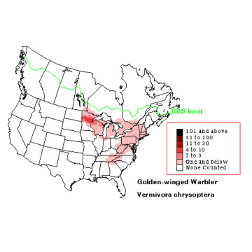 Golden-winged Warbler distribution map