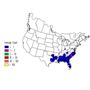 Red-cockaded Woodpecker winter distribution map