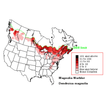 Magnolia Warbler distribution map