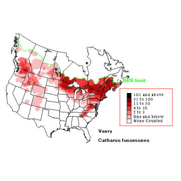 Veery distribution map