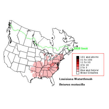 Louisiana Waterthrush distribution map