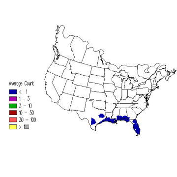 Chuck-will's-widow winter distribution map