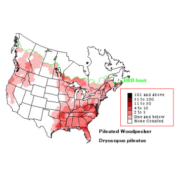 Pileated Woodpecker distribution map