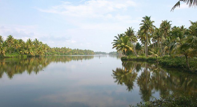 The winding backwaters of Kerala.
