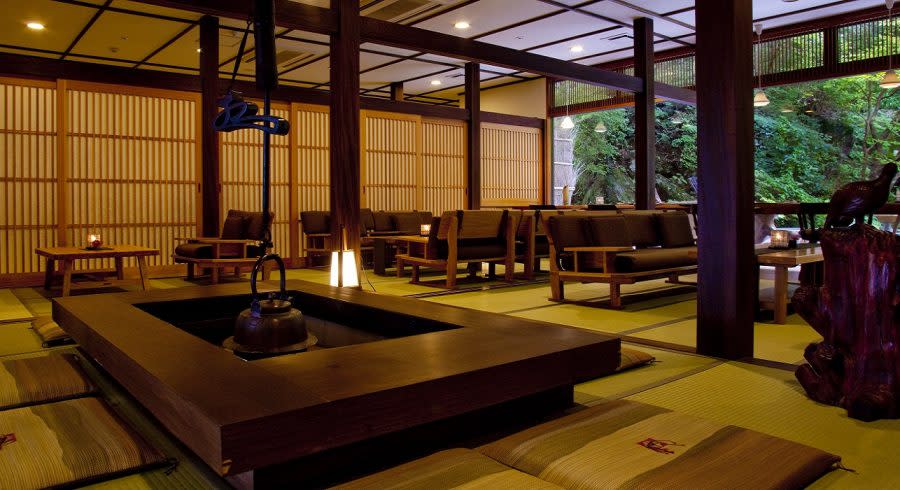 Lobby at Gora Sounkaku in Hakone, Japan