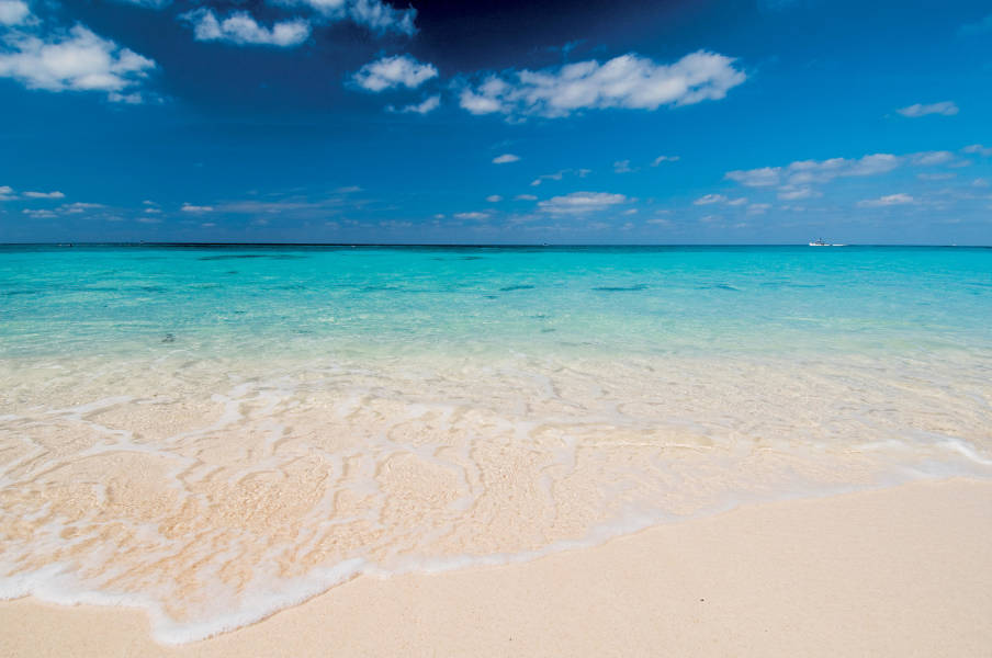 a sandy beach next to the ocean