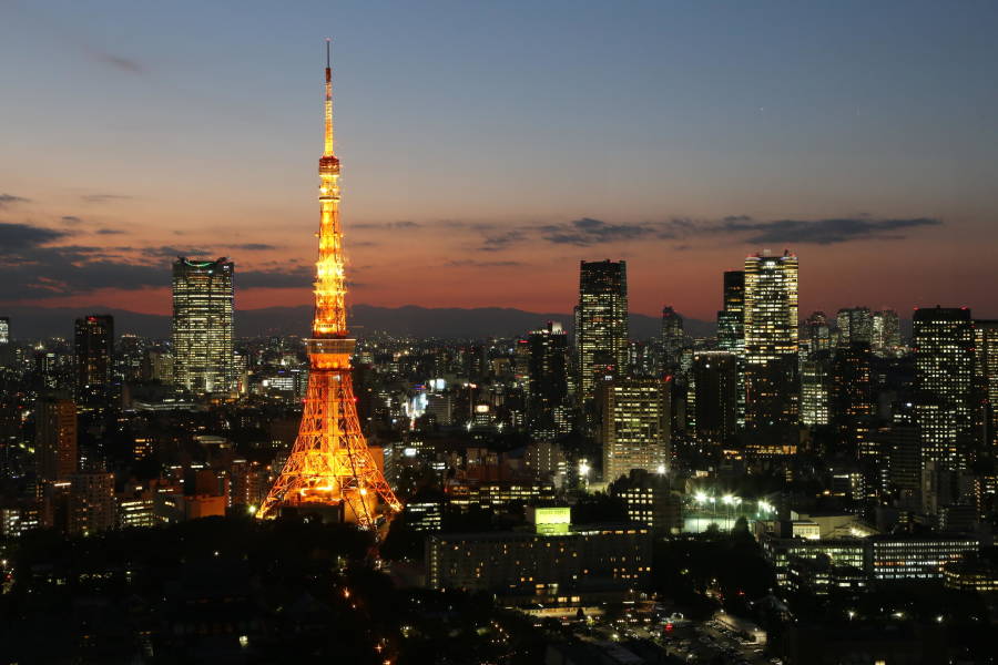 a view of a city at night