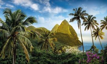 The Pitons in the evening