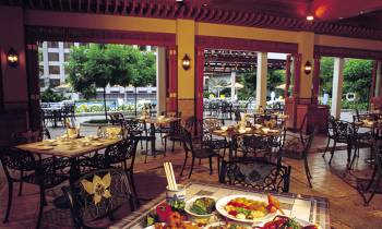 a dining table in a restaurant
