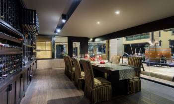a room filled with furniture and a table
