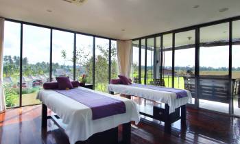 a bedroom with a large bed in a hotel room