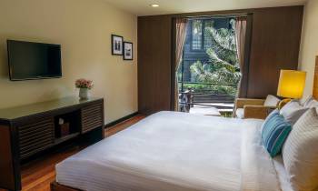 a double bed in a hotel room