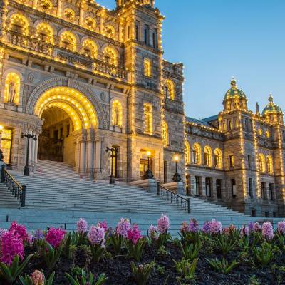 Parliament Buildings at dusk, Victoria, Vancouver Island