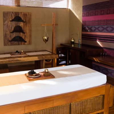 a double sink and large mirror
