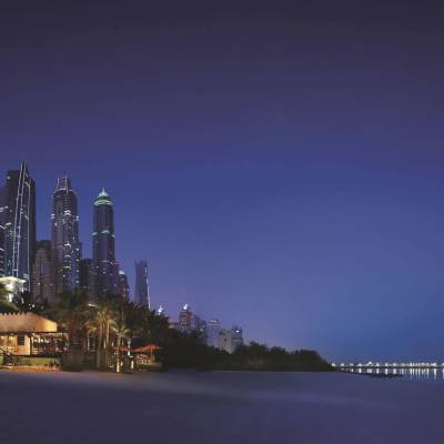 Resort view from beach night