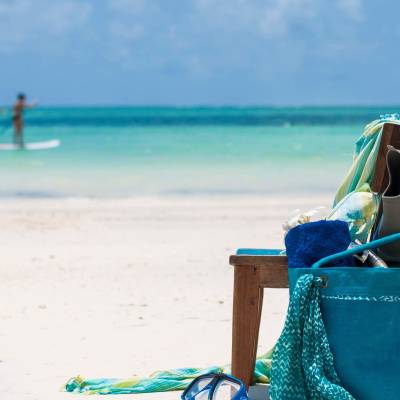 a person sitting at a beach
