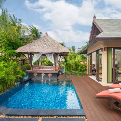 a small house in a pool