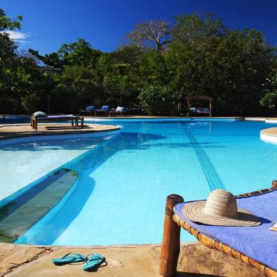 a blue pool of water