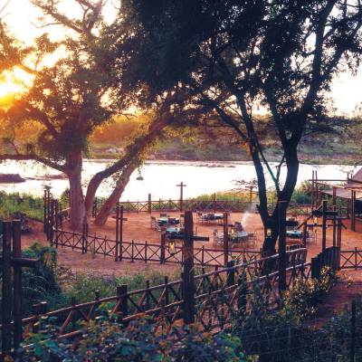a river running through a fence