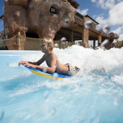 a person in a pool of water