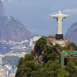 Aerial view of Christ Redeemer and Corcovado Mountain, Brazil, South America