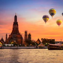 Wat arun in sunset at Bangkok,Thailand Asia