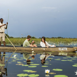 Boat ride at Vumbura Plains in Okavango Delta, Botswana
