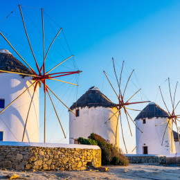 Windmühlen auf Mykonos, Griechenland