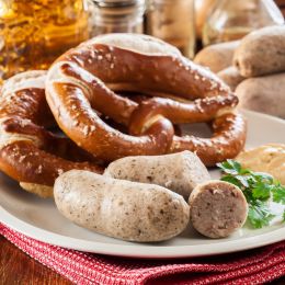 Bavarian breakfast with white sausage pretzel and beer, Germany Tours, Europe