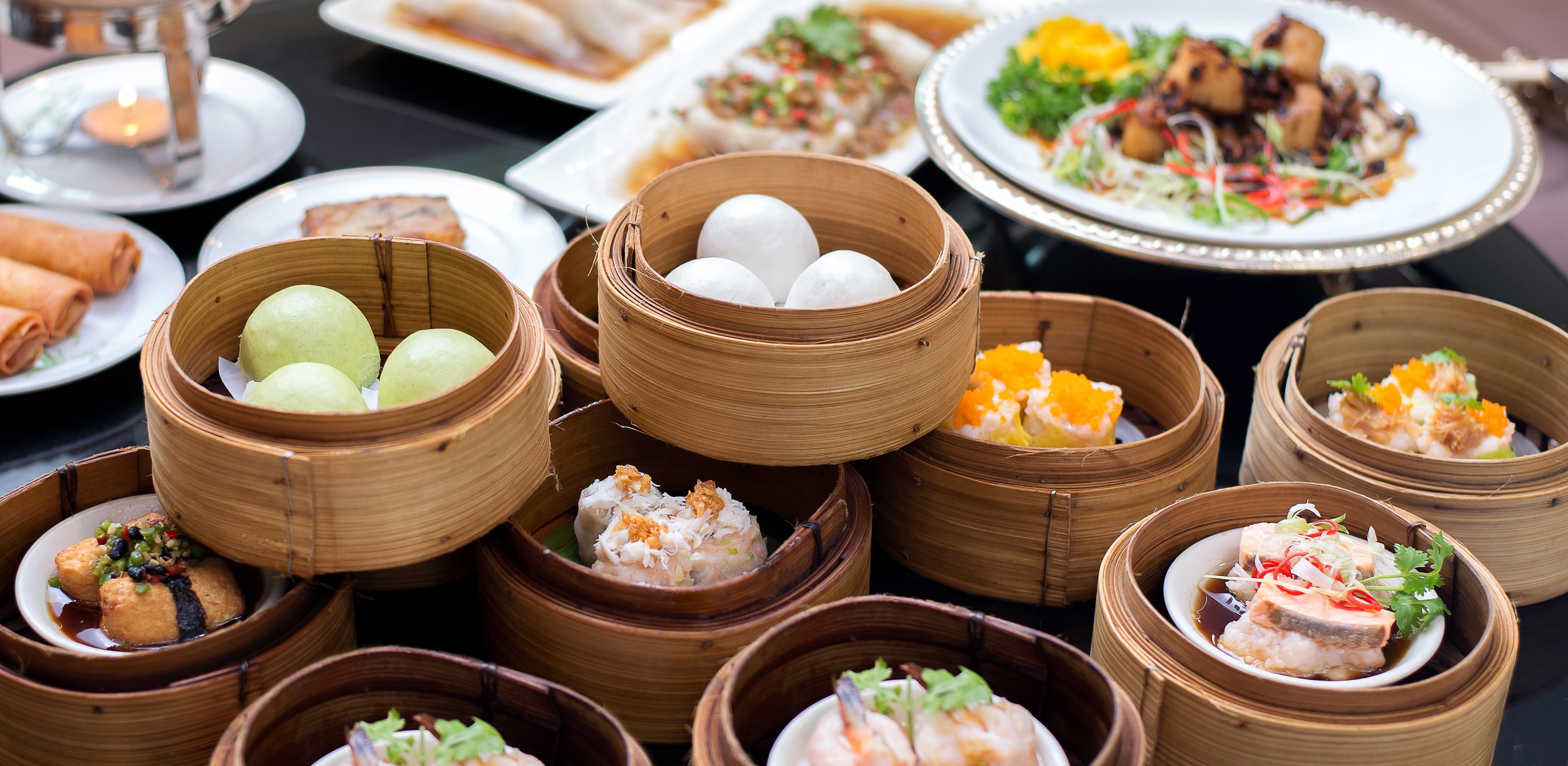 Enchanting Travels China Tours Arrangment of various dim sum in bamboo steamer Enchanting Travels China Tours Arrangment of various dim sum in bamboo steamer