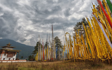 Tempel in Bhumthang in Bhutan, Asien