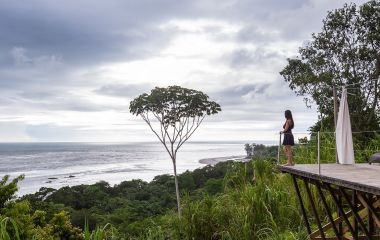 beautiful serene view form a hilltop of the Costa Rican southern pacific coast