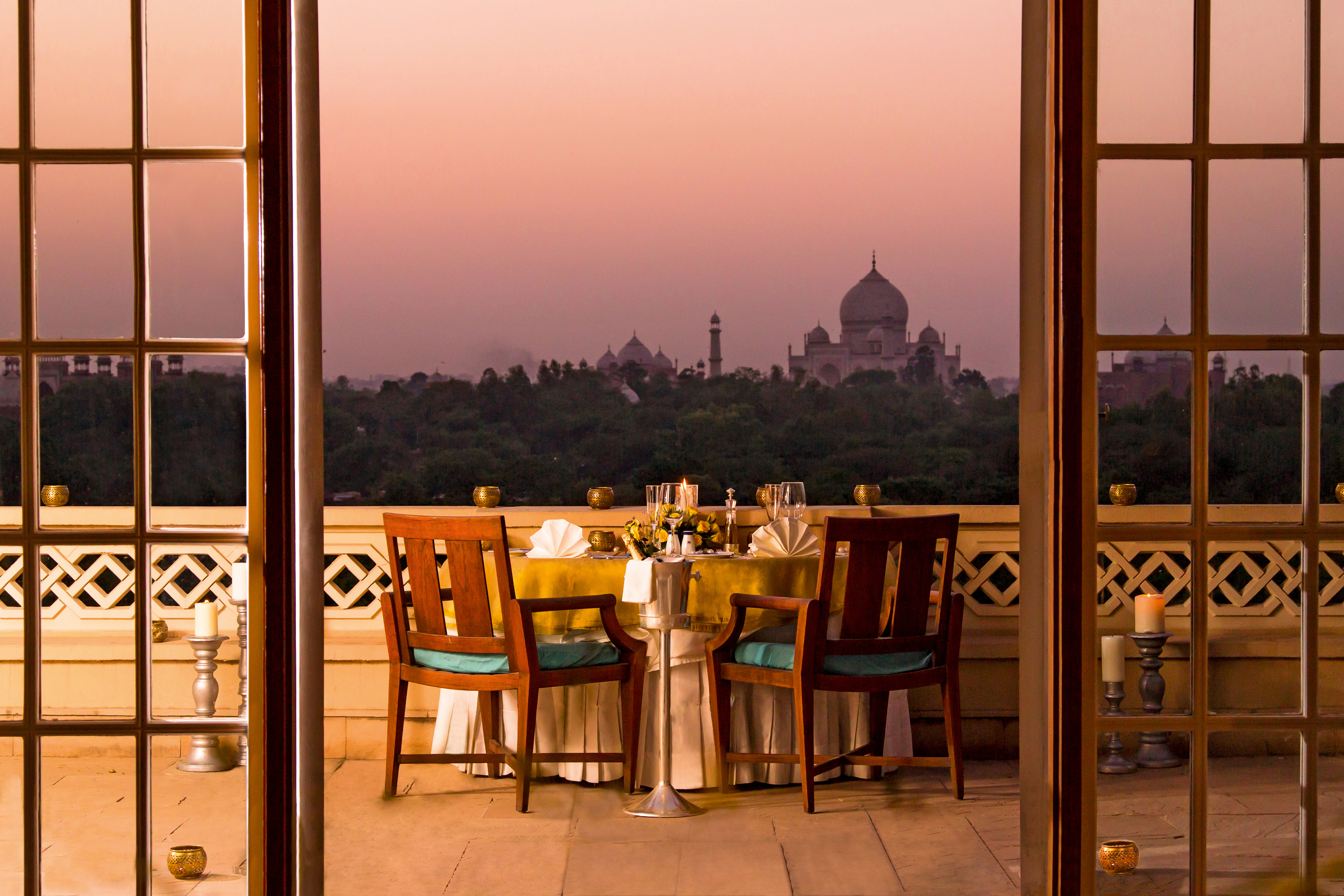 Enchanting Travels India Tours Agra Hotels The Oberoi Amarvilas Agra 019-The Oberoi Amarvilas, Agra - Exterior (15) Balcony view at hotel The Oberoi Amarvilas in Agra, North India