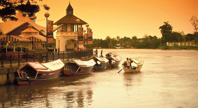 Boats in river, Malaysia