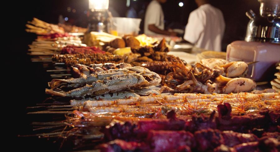 Evening street food market at Stone Town