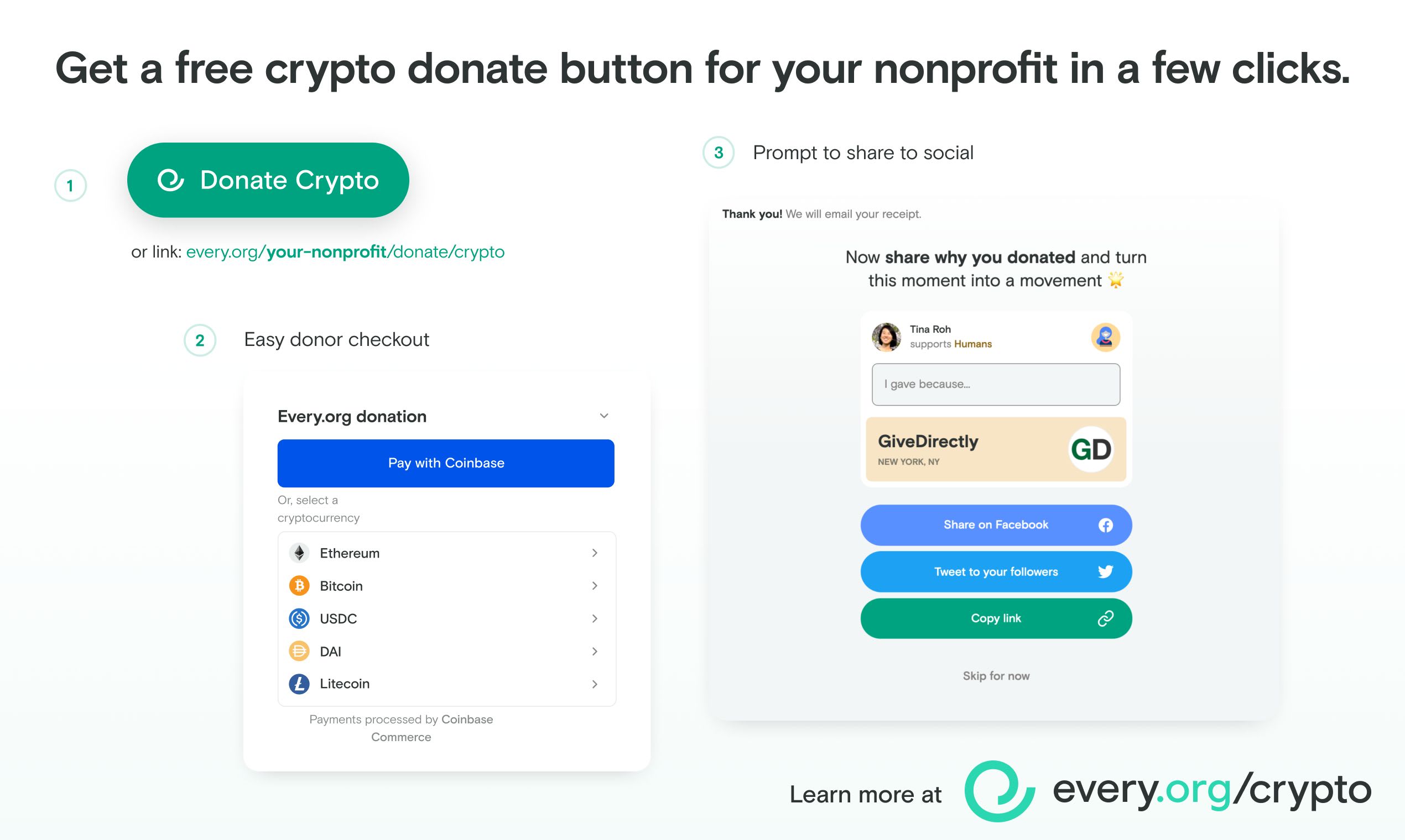 how to accept cryptocurrency donations