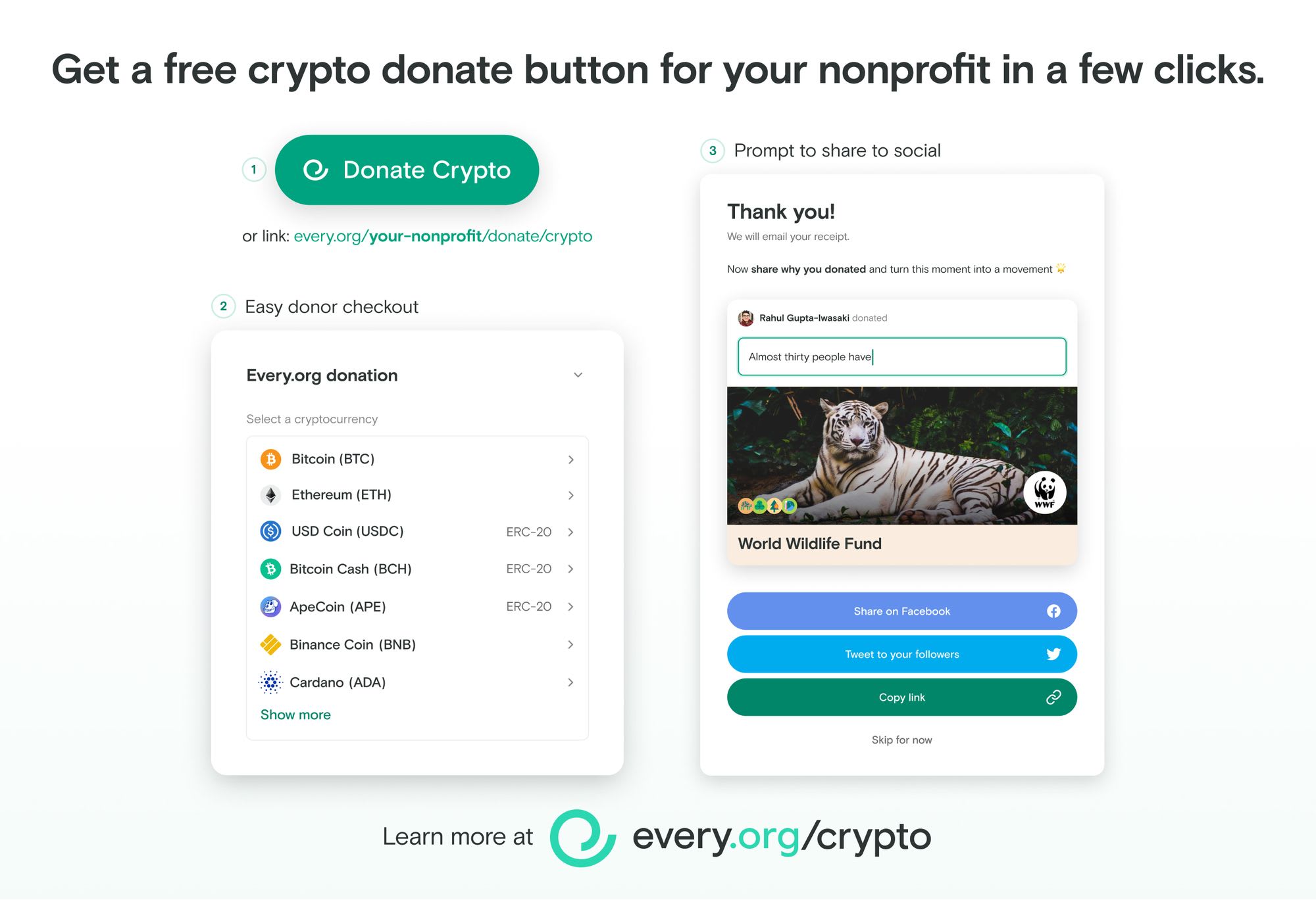 Accept Crypto Donations with Every.org
