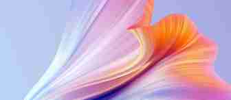A vibrant abstract digital artwork featuring flowing, wave-like patterns in gradients of purple, pink, orange, and blue against a light blue background. The smooth, curvilinear forms create a sense of motion and fluidity.