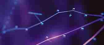 A close-up of a digital graph with intersecting lines and data points on a dark background. The lines are glowing in purple and blue hues, with labels and numbers indicating various data points. The overall aesthetic is futuristic and high-tech.