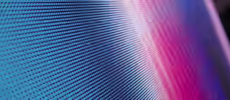 A close-up of a digital screen displaying a vibrant gradient pattern of small blue and red dots. The dots create an abstract, wave-like design as the colors blend seamlessly together, giving a sense of movement and fluidity. The focus is on the texture of the pixels.