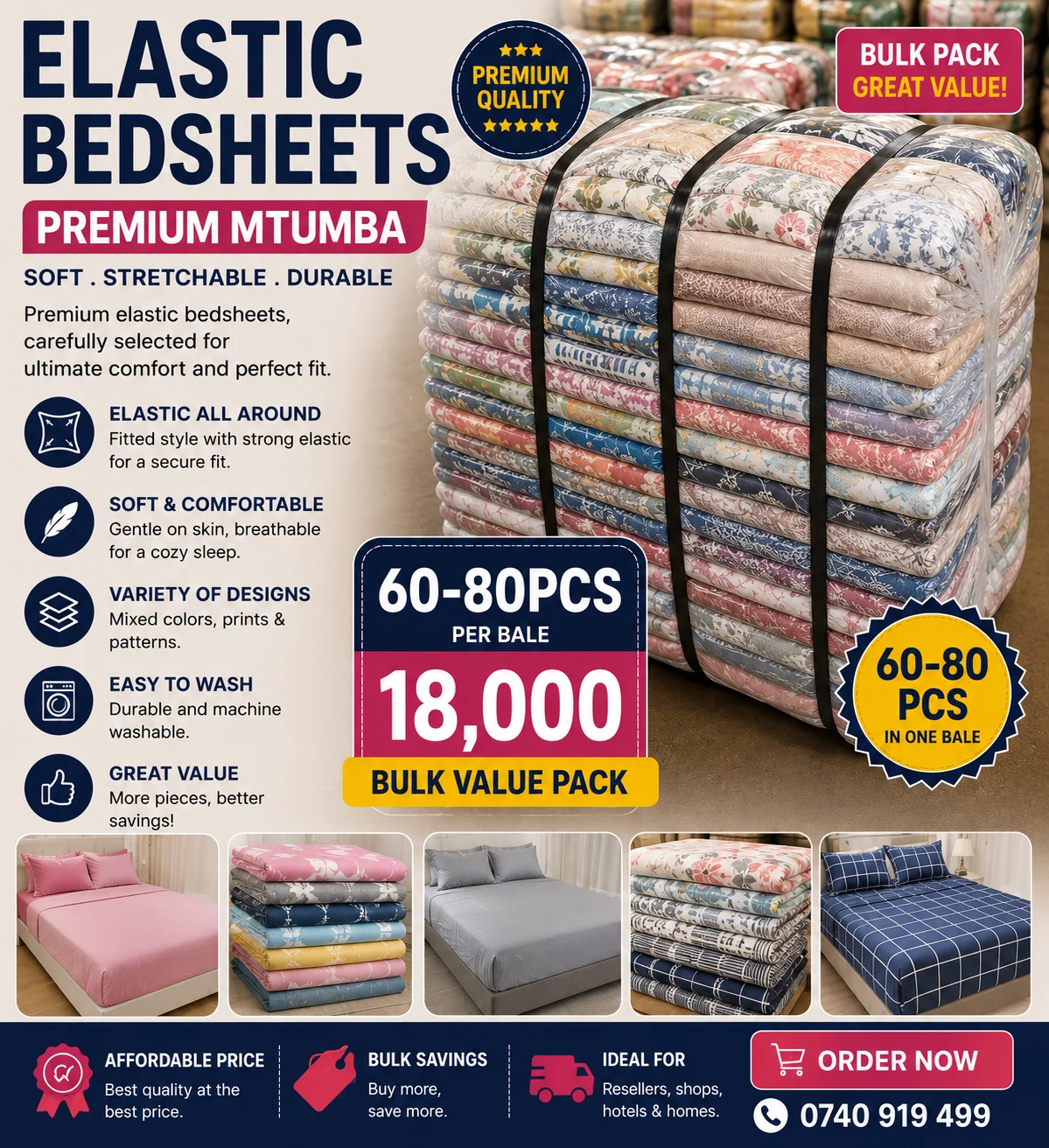 Elastic Bedsheets Premium Mtumba (60–80 Pieces)