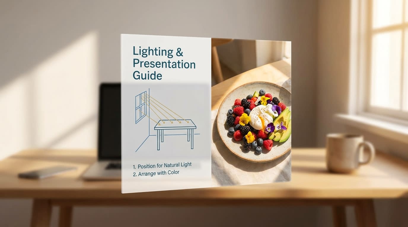 A downloadable one-page PDF guide showing customers how to find natural light for food photography