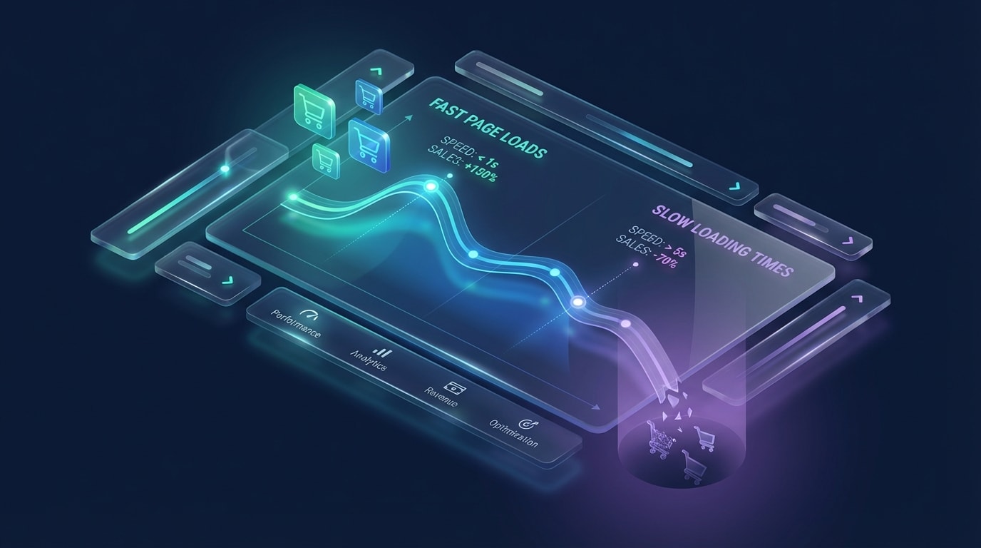 Data visualization showing the correlation between page load times and conversion drop-offs