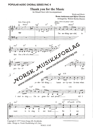 Thank You For The Music - SATB | Notebutikken