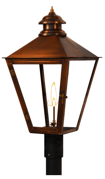 Adam Street Post Mount Gas Light Copper Lantern