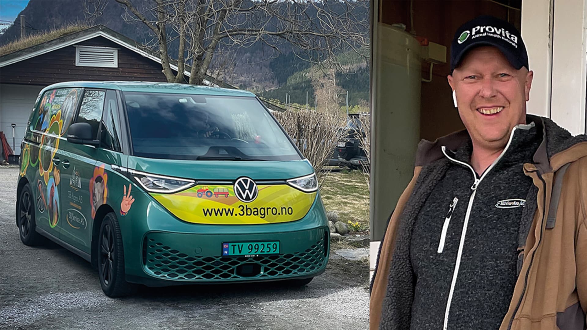 Dan Robin og bilde av Volkswagen Buzz fra Frydenbø Bil