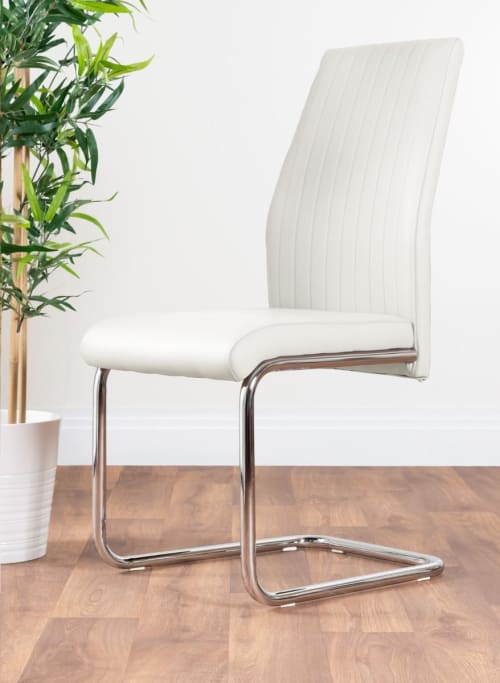 2x Willow White Faux Leather Chrome 'Z' Dining Chairs