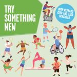 cartoon of lots of people doing different sports