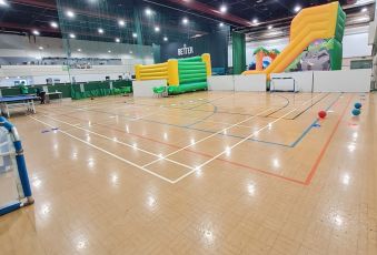 The junior inflatable football pitch included in our Inflatable Zone